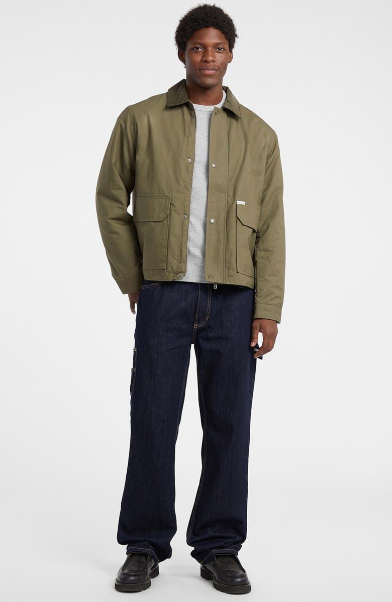 GUESS JEANS Corduroy Collar Cotton Canvas Jacket, Alternate, color, Green