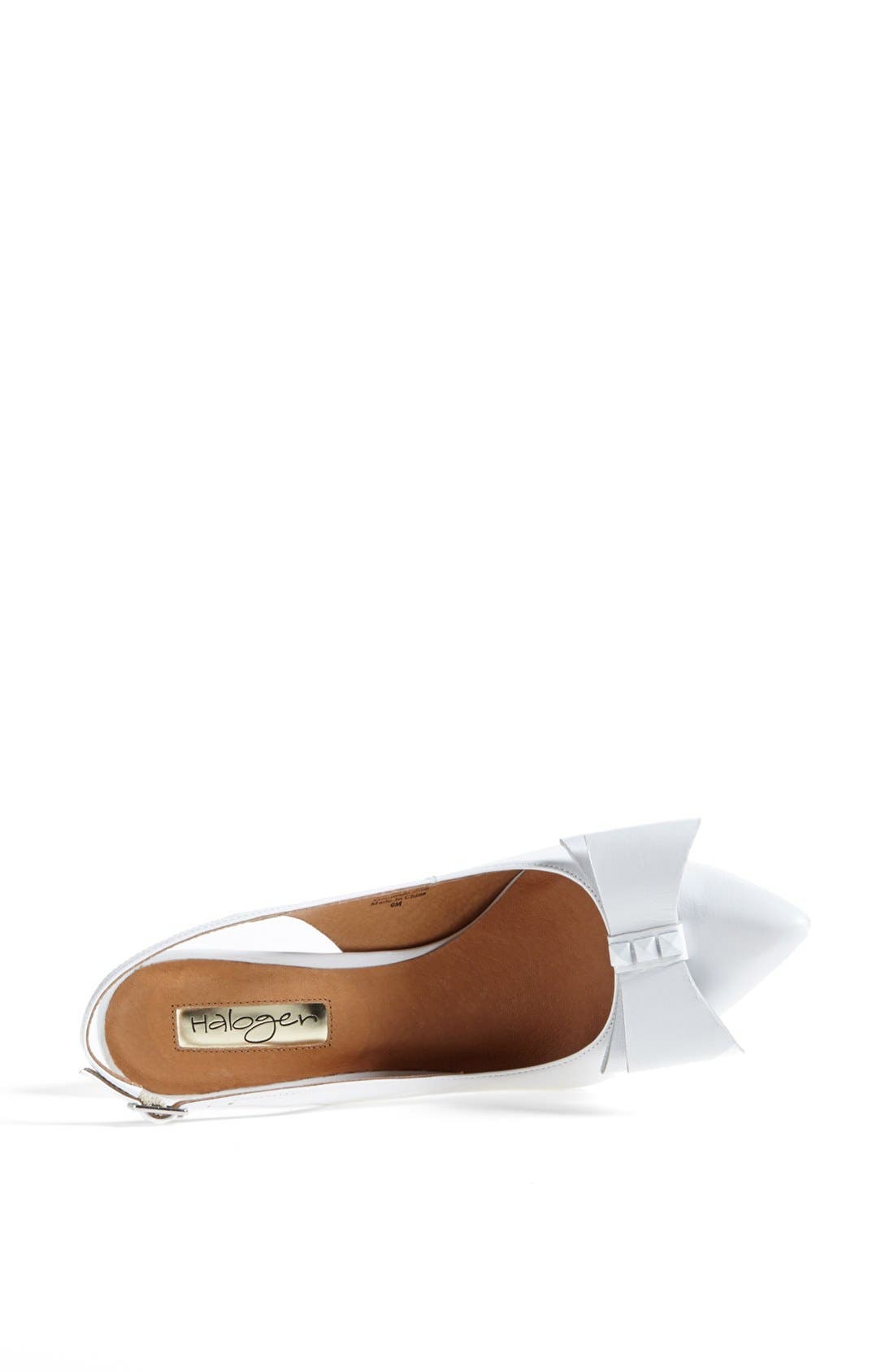 'Lila' Studded Bow Pointy Toe Pump, Alternate, color, WHITE