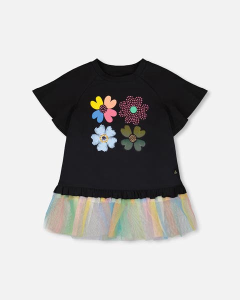 Organic Cotton Short Sleeve Tunic with Mesh Frill (Toddler, Little Kid & Big Kid)