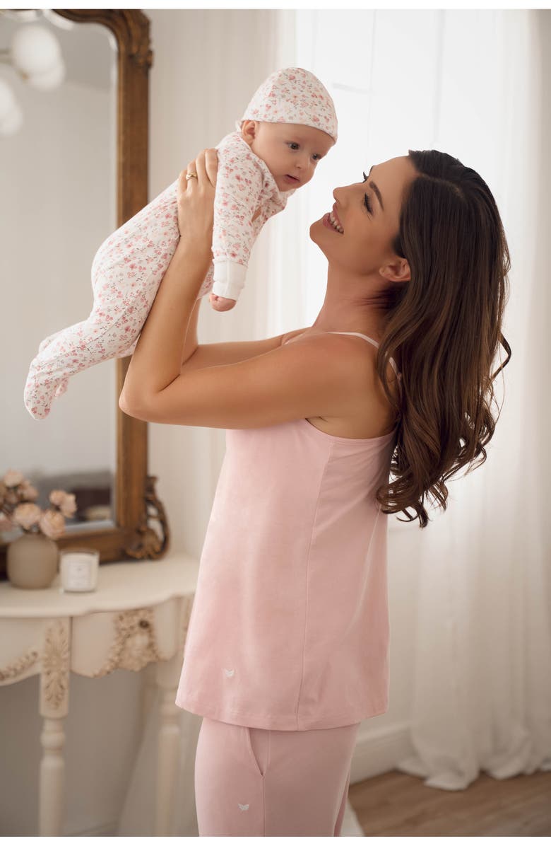 Petite Plume The New Mother Deluxe Maternity/Nursing Robe, Two-Piece Pajamas, Footie, Baby Blanket & Baby Hat Set, Alternate, color,