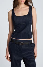 Kenneth Cole Belted Empire Waist Fitted Sleeveless Top