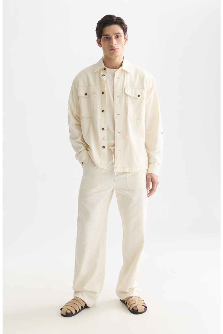 Cotton & Linen Overshirt, Alternate, color, EGGNOG