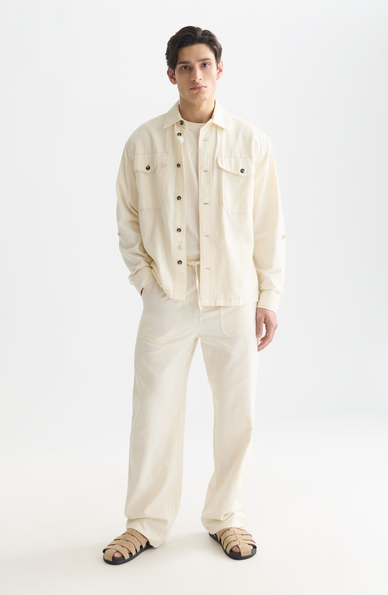Scotch & Soda Cotton & Linen Overshirt, Alternate, color, Eggnog