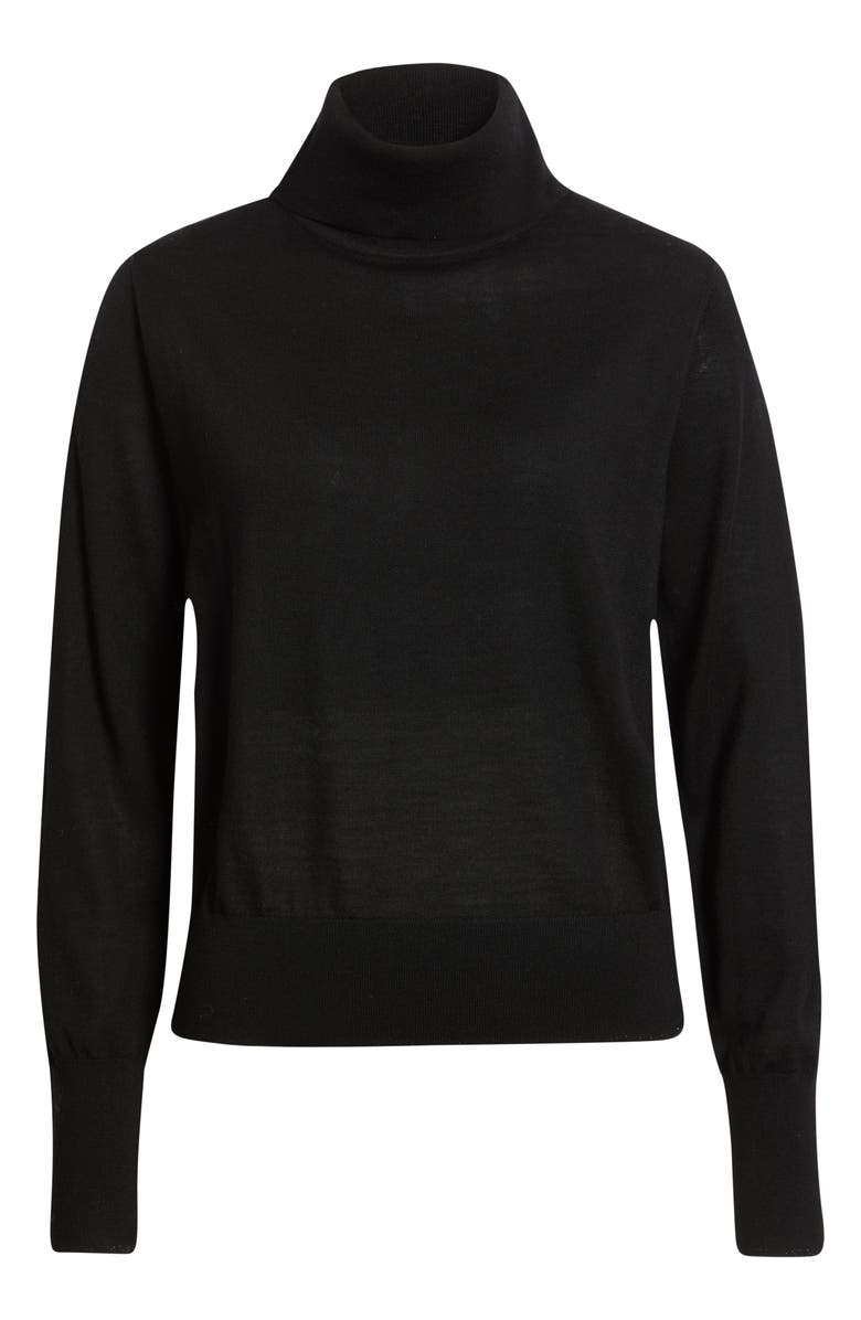MARGARET O'LEARY Turtleneck Merino Wool Blend Sweater, Alternate, color, Black
