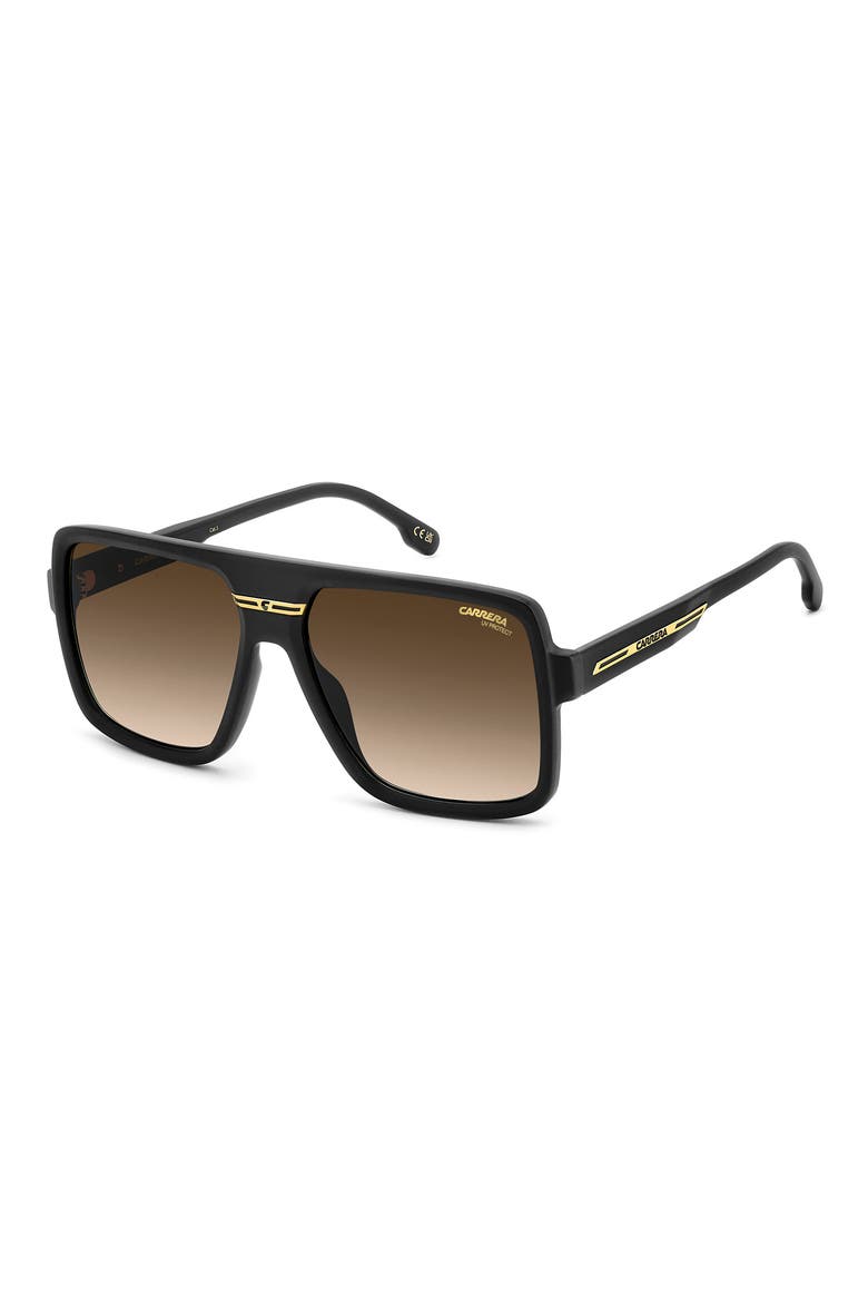 Victory 59mm Gradient Rectangular Flat Top Sunglasses, Alternate, color, BLACK GOLD/ BLACK BROWN GREEN