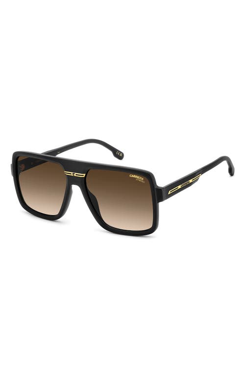 Carrera Eyewear Victory 59mm Gradient Rectangular Flat Top Sunglasses In Black Gold/black Brown Green