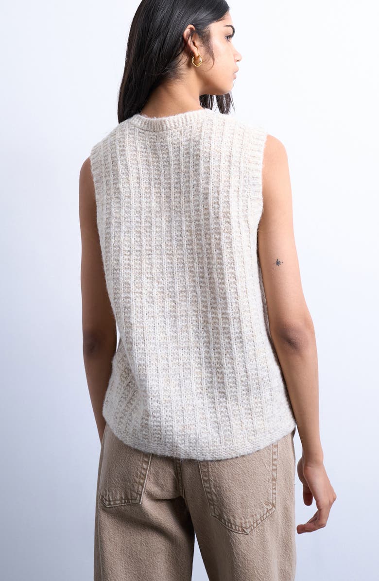 Topshop Sleeveless Knit Cardigan, Alternate, color, Stone