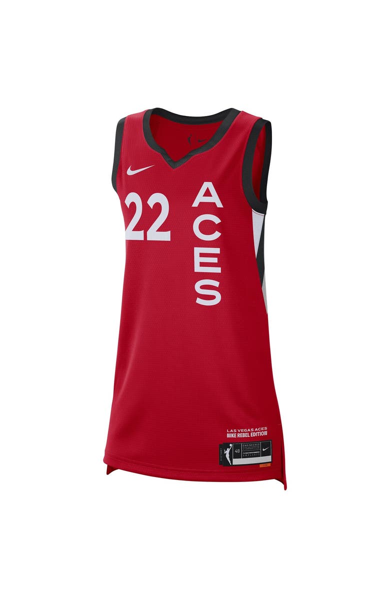 Nike Unisex Nike A'ja Wilson Red Las Vegas Aces Rebel Edition Player Jersey, Alternate, color,