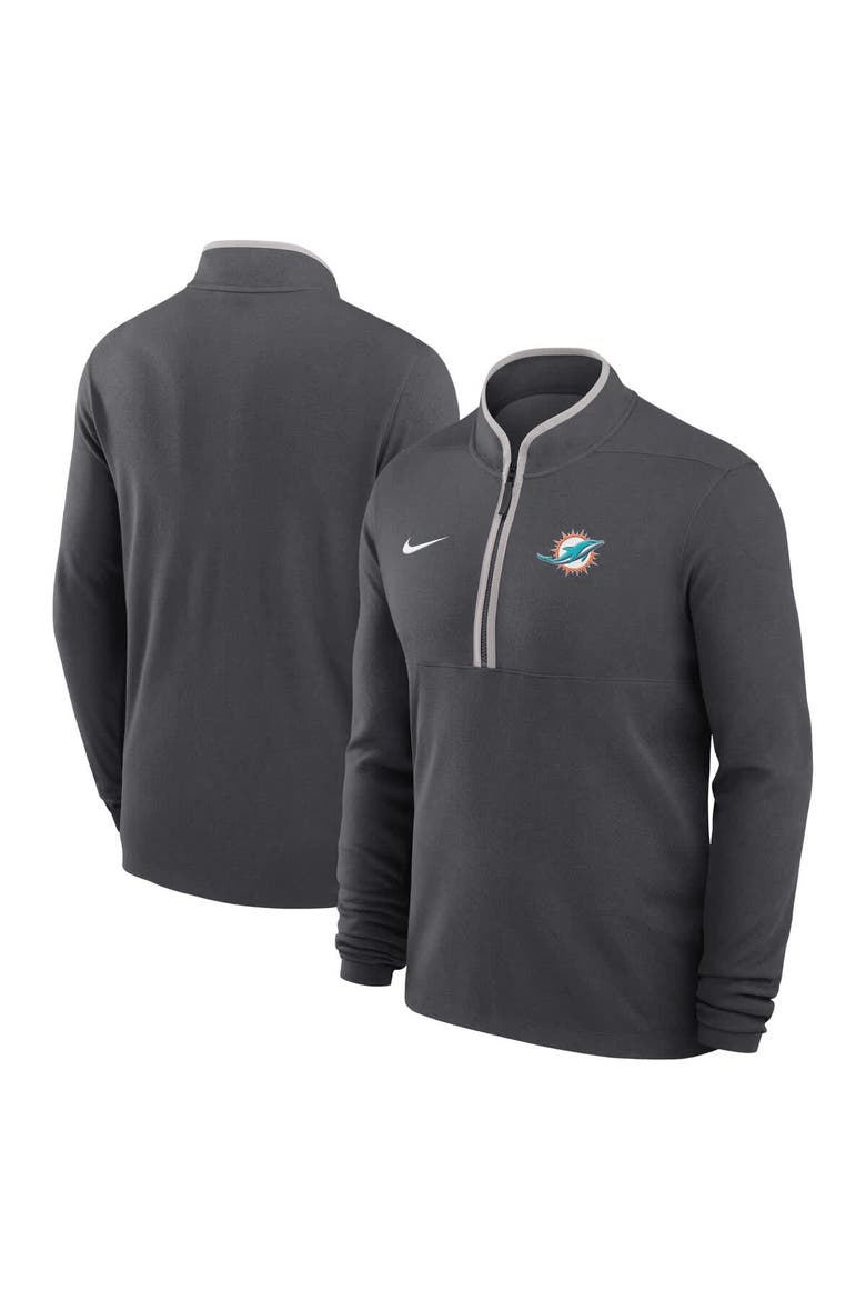 Men's Nike Anthracite Miami Dolphins Lightweight Victory Dri-FIT Half-Zip Pullover, Main, color, Anthracite