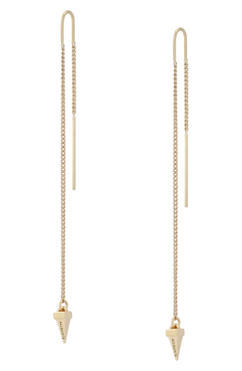 AllSaints Spike Threader Earrings, Alternate, color, Shiny Gold