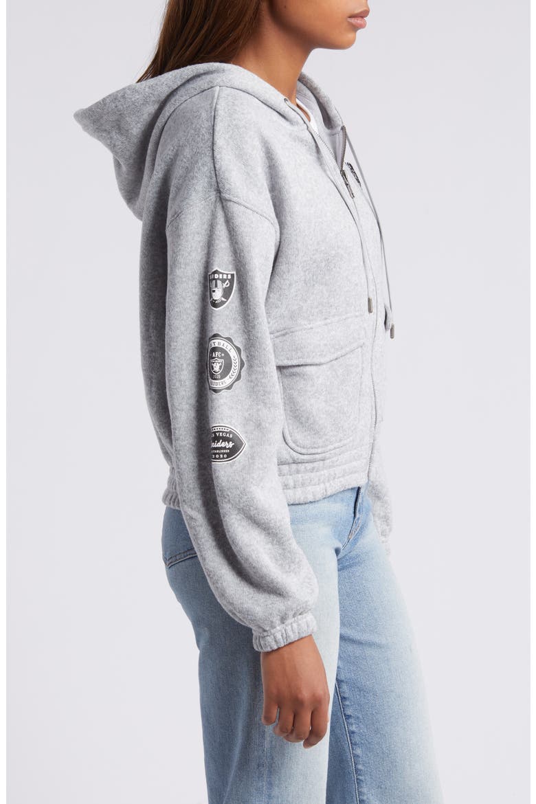 Women's WEAR by Erin Andrews Heather Gray Las Vegas Raiders Full-Zip Hoodie, Alternate, color, Heather Gray