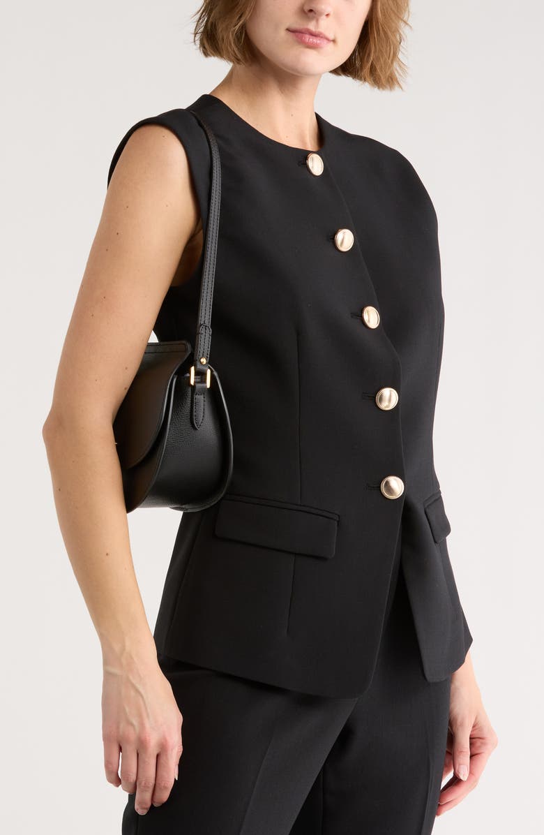 KARL LAGERFELD PARIS Corrine Leather Shoulder Bag, Alternate, color, Black/ Gold