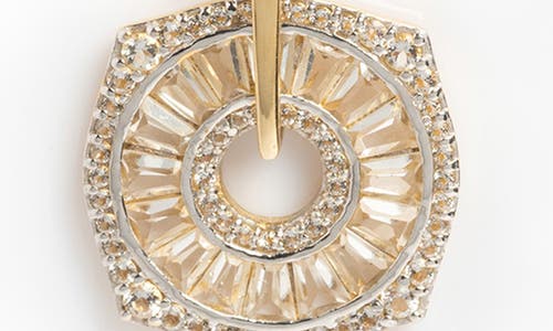 Local Eclectic Vintage Inspired Deco Topaz Coin Charm In Gold