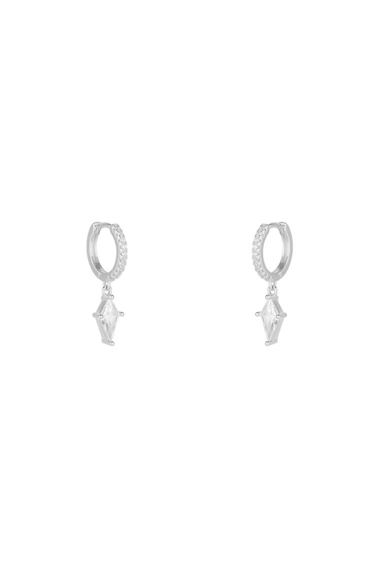 Sterling Silver Triangle Pave Spike Hoop Earrings, Main, color, Silver