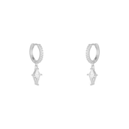 Spero London Sterling Silver Triangle Pave Spike Hoop Earrings In Metallic