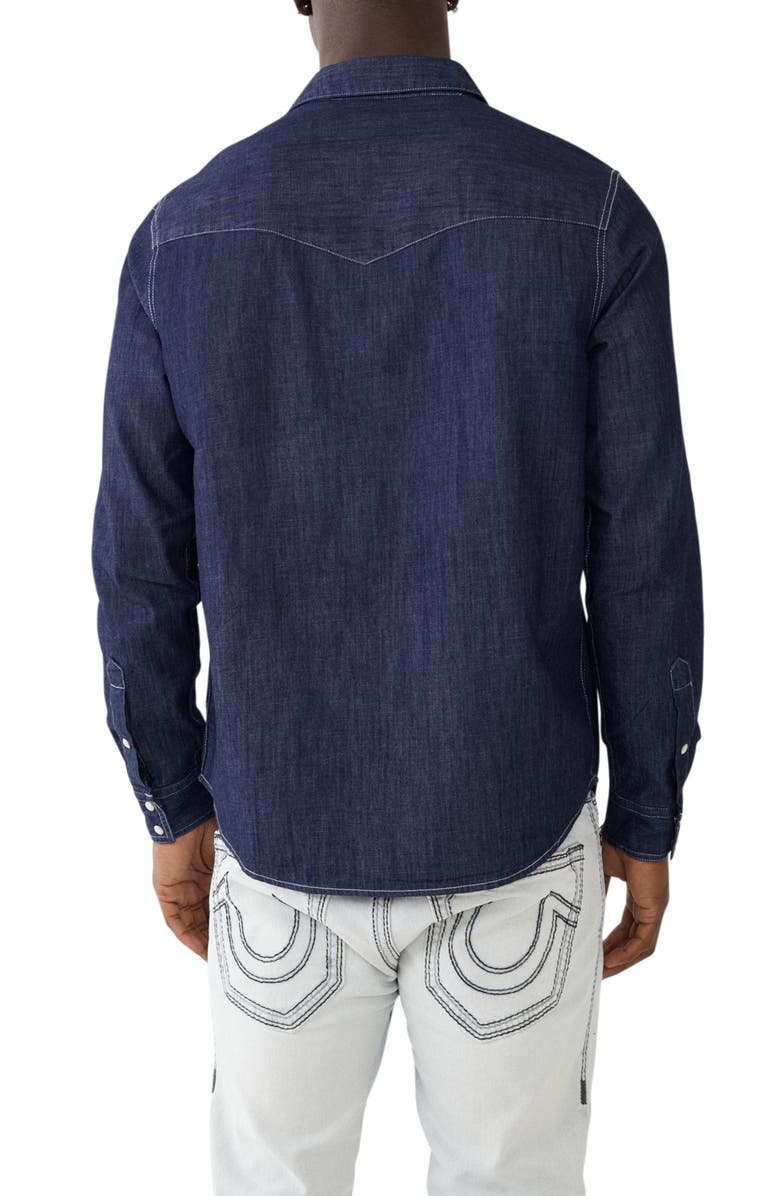 True Religion Dark Wash Western Shirt, Alternate, color, Indigo