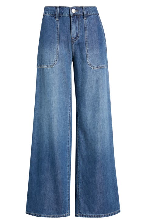 Utility Pocket Wide Leg Jeans