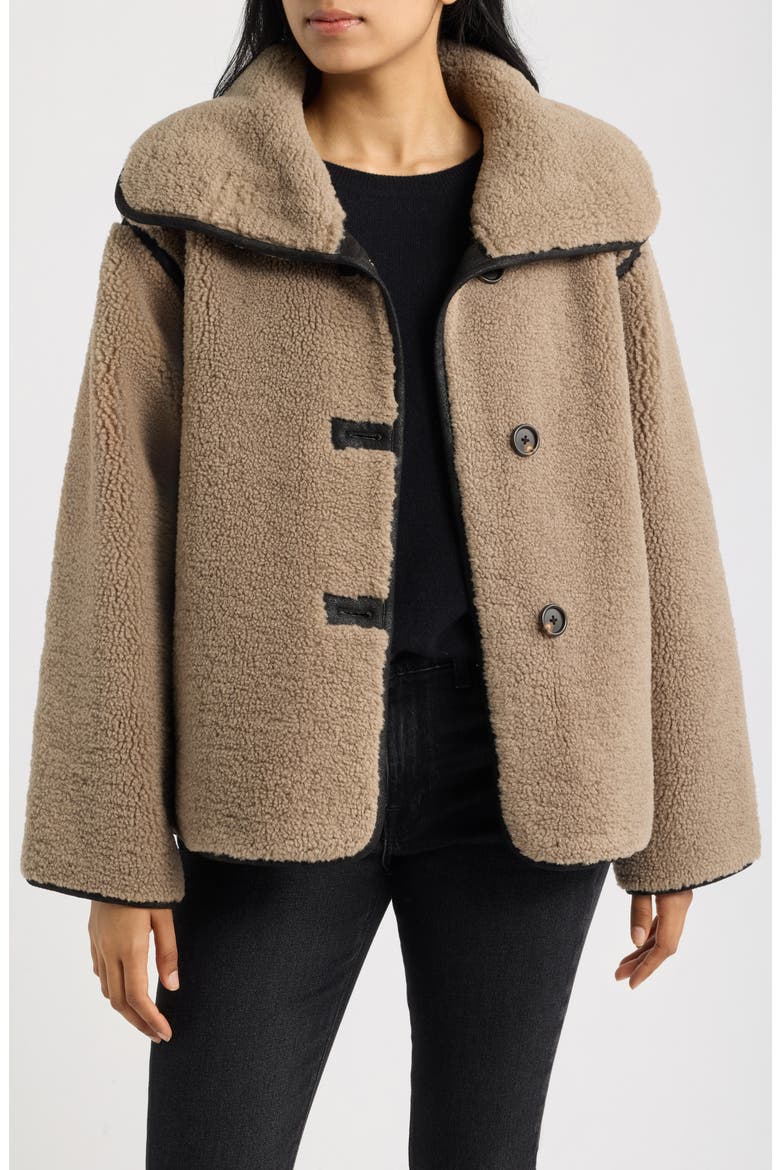 Fleece Jacket, Main, color, TAUPE/BLACK