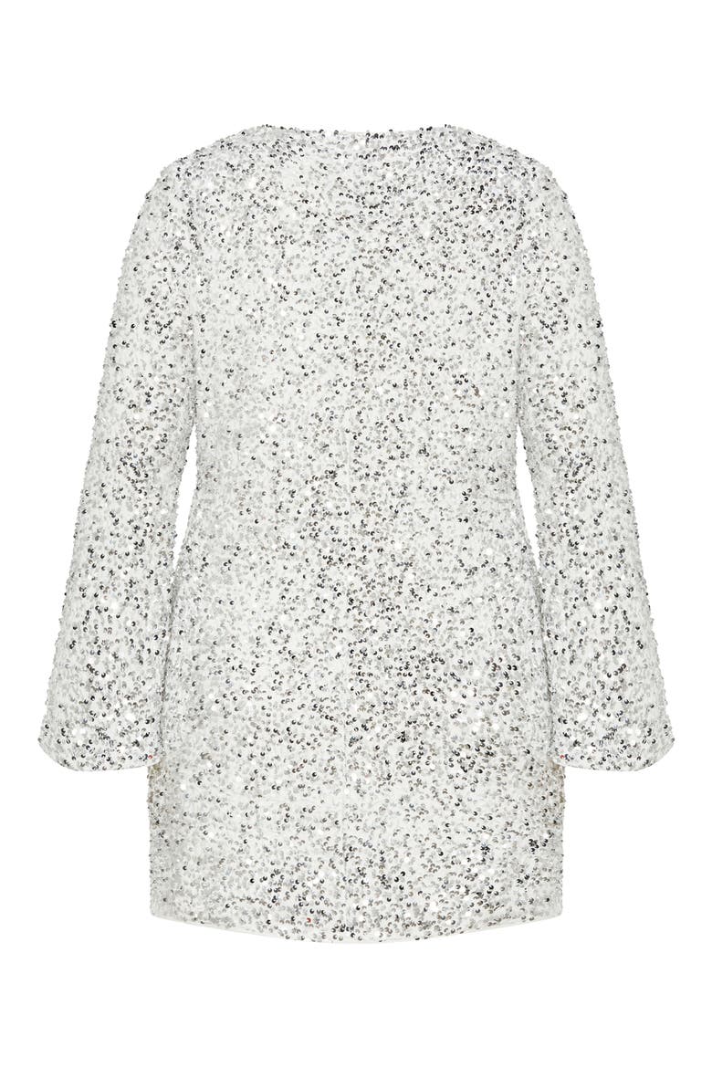 Paislee Sequin Long Sleeve Dress, Alternate, color, SILVER