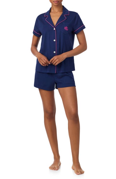Notch Collar Boxer Short Pajamas