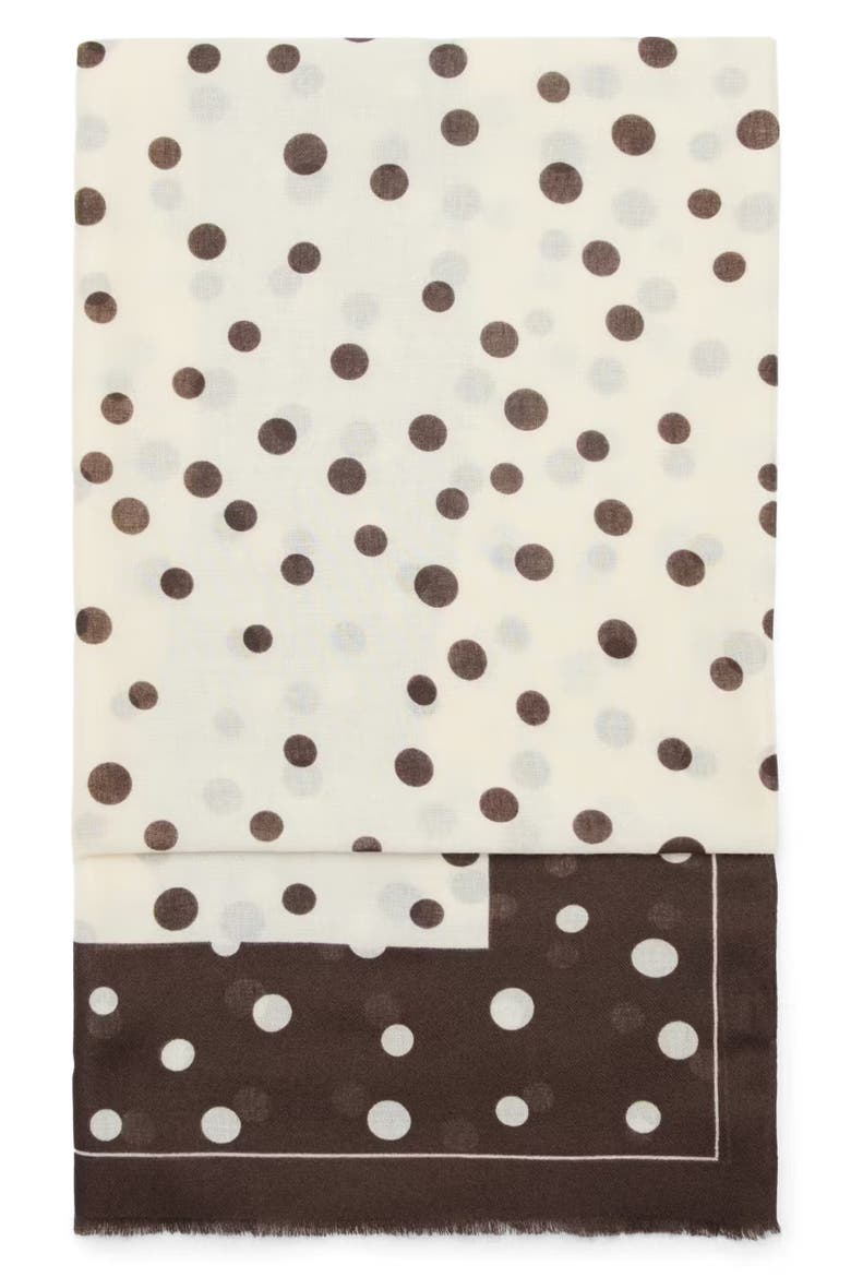 Eyelash Fringe Print Scarf, Main, color, DARK BROWN