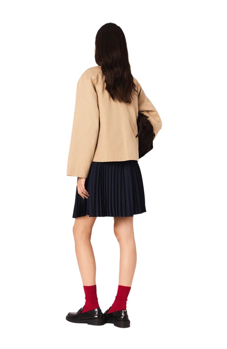 maje Jacket with removable contrast collar, Alternate, color, Camel