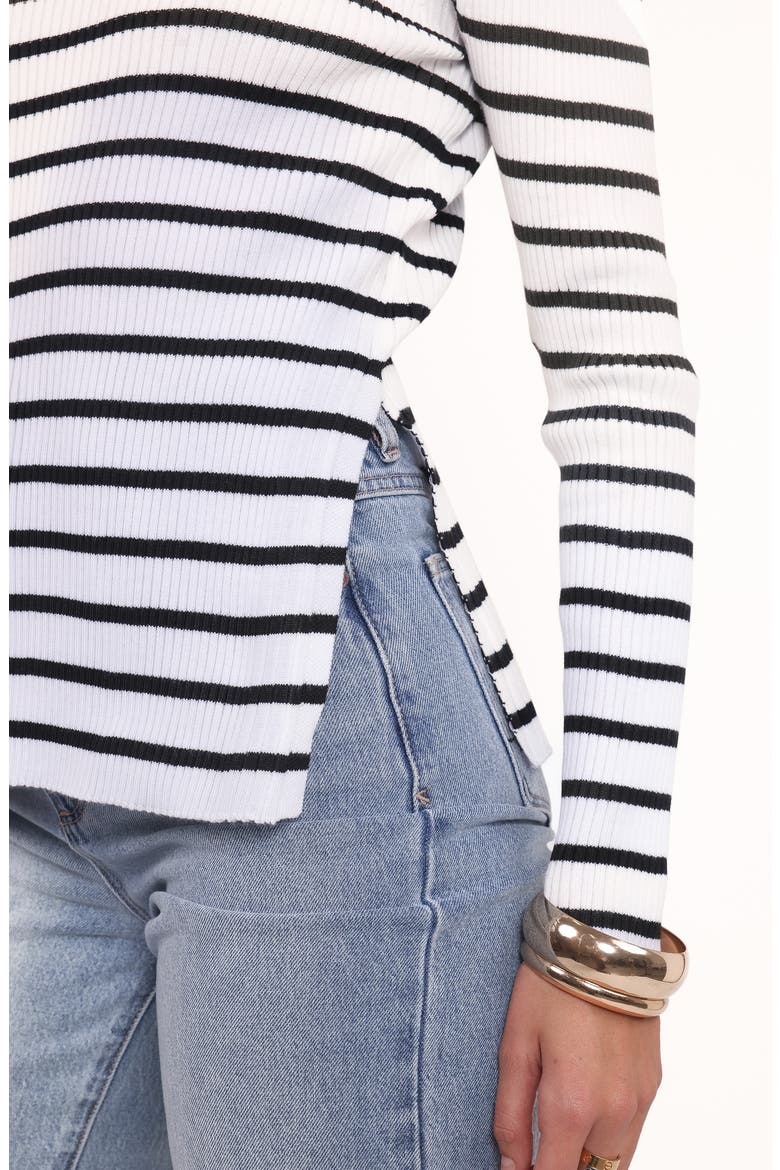 Alvina Stripe Rib Boatneck Sweater, Alternate, color, WHITE BLACK STRIPE