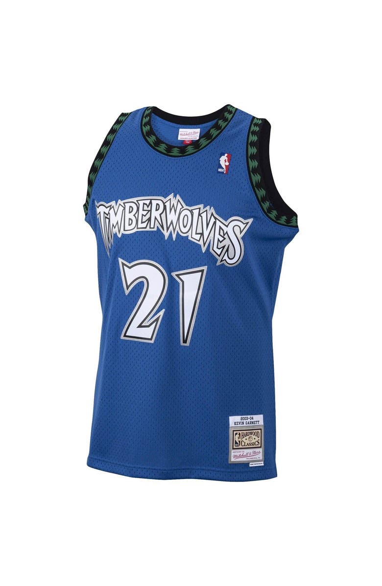 Mitchell & Ness Men's Mitchell & Ness Kevin Garnett Blue Minnesota Timberwolves 2001/02 Hardwood Classics Swingman Jersey, Alternate, color, Blue