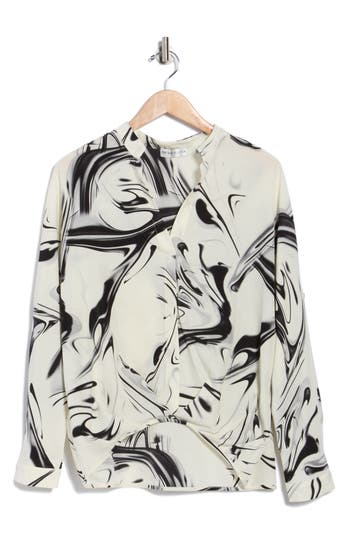 Patrizia Luca Untuck Woven Top In Neutral