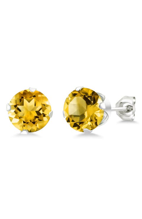 Round Cubic Zirconia Birthstone Stud Earrings