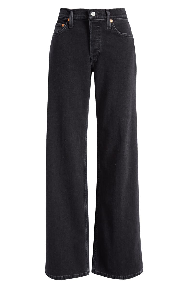 Re/Done Mid Rise Wide Leg Jeans, Alternate, color, Washed Noir