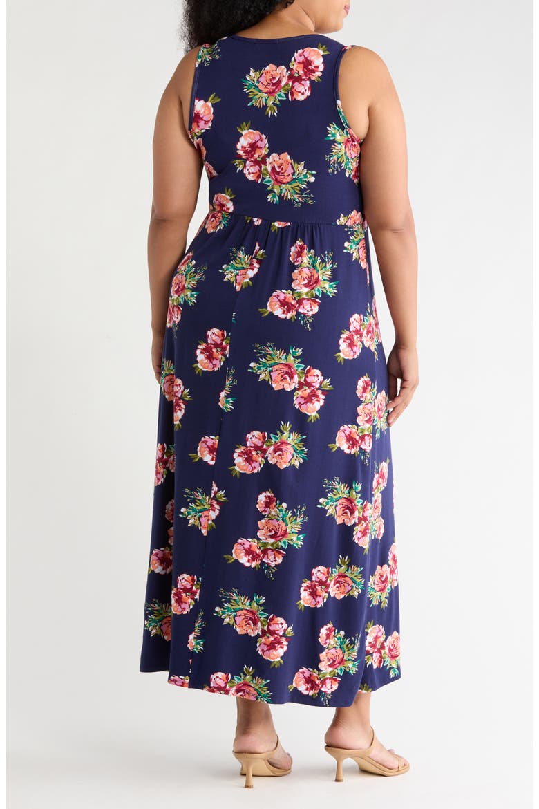 Empire Waist Maxi Dress, Alternate, color, NAVY/ CORAL