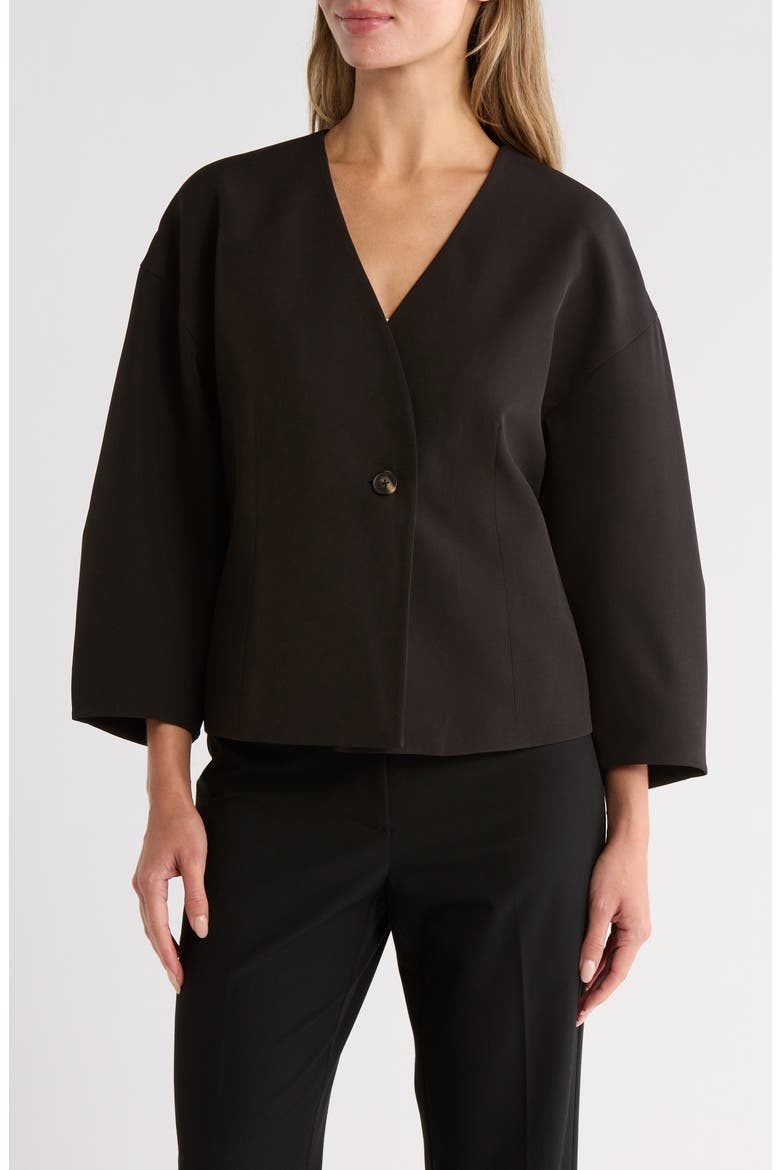 Barrel Sleeve One-Button Jacket, Main, color, BLACK