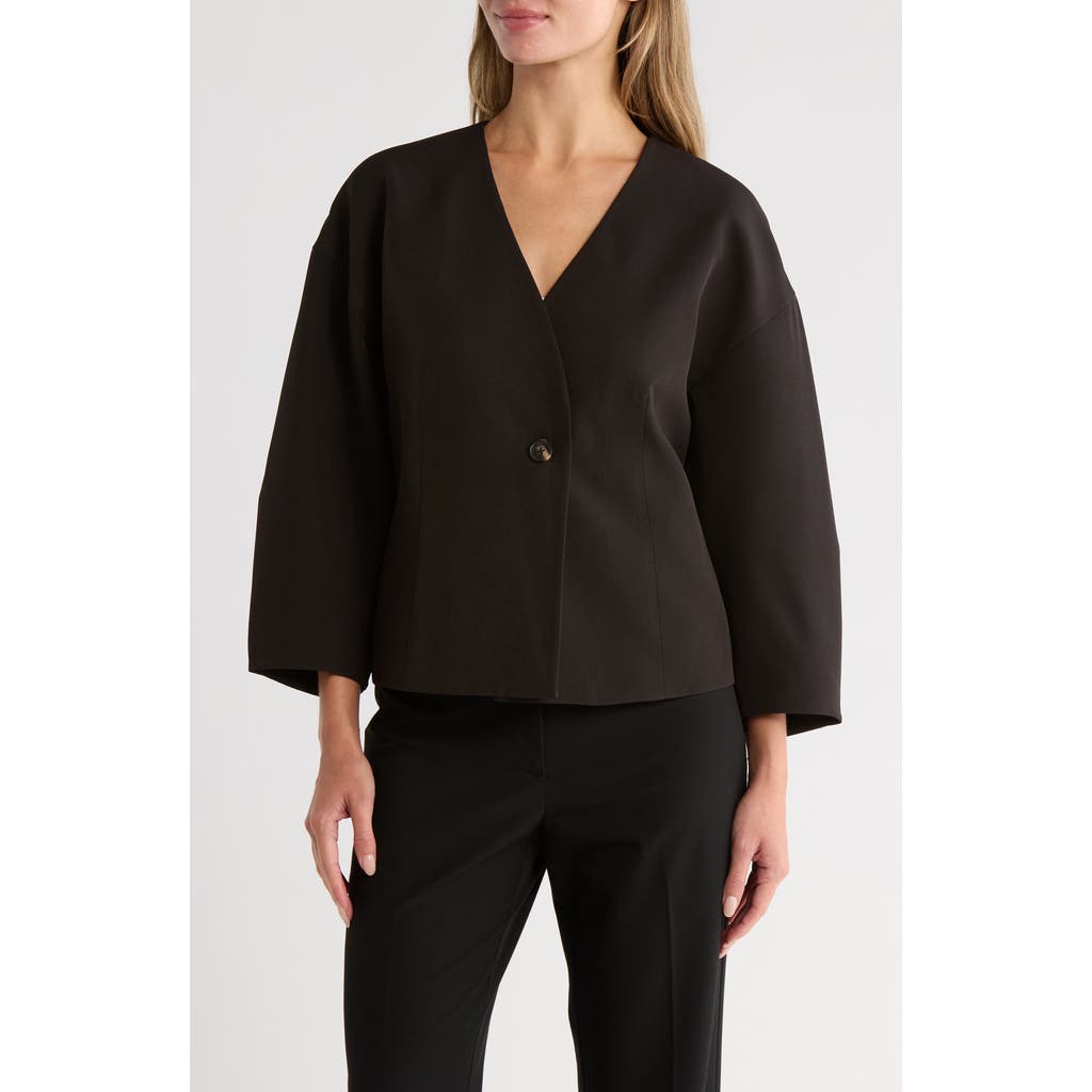 Gemma + Jane Barrel Sleeve One-button Jacket In Black