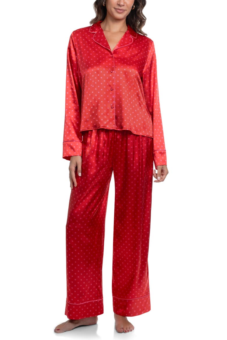 Cammie Satin Pajamas, Main, color, BRIGHT RED