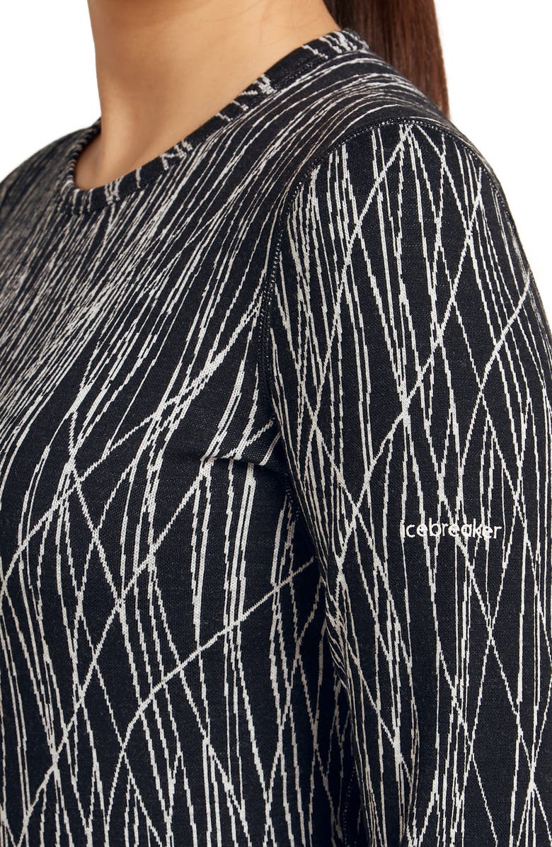 Icebreaker Merino Wool 260 Vertex Crewneck Top, Alternate, color, Black/ Snow/ J