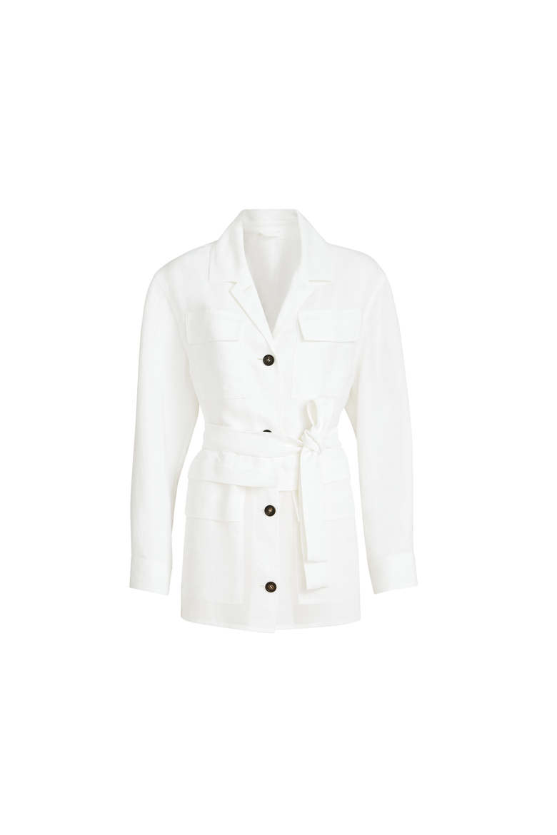 Twill safari jacket with monili, Alternate, color, White