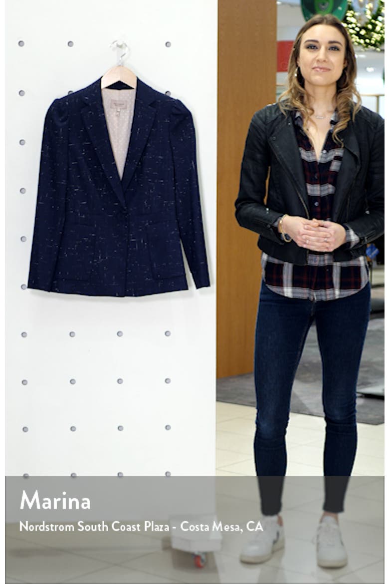 Puff Sleeve Crosshatched Wool Blend Jacket video