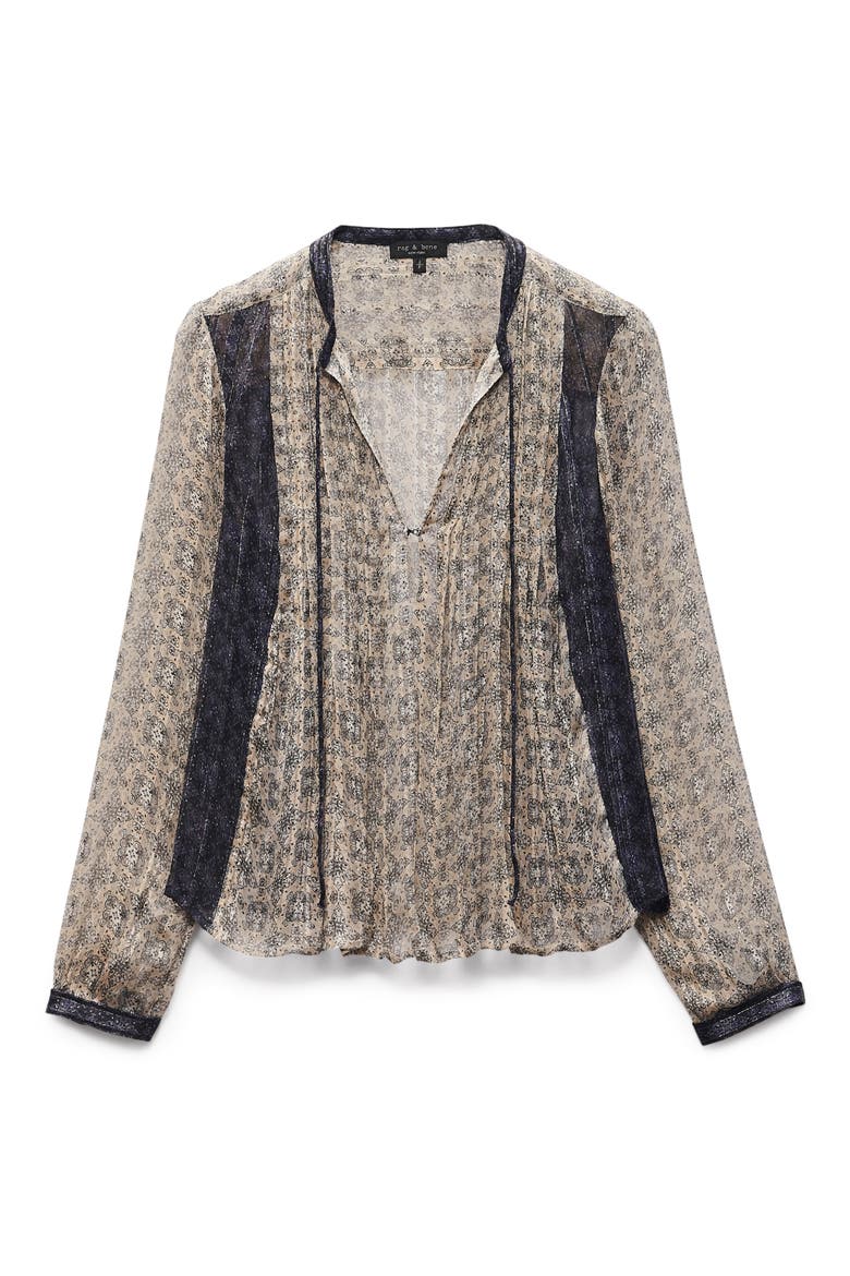 Amaris Print Metallic Top, Alternate, color, BEIGE MULTI
