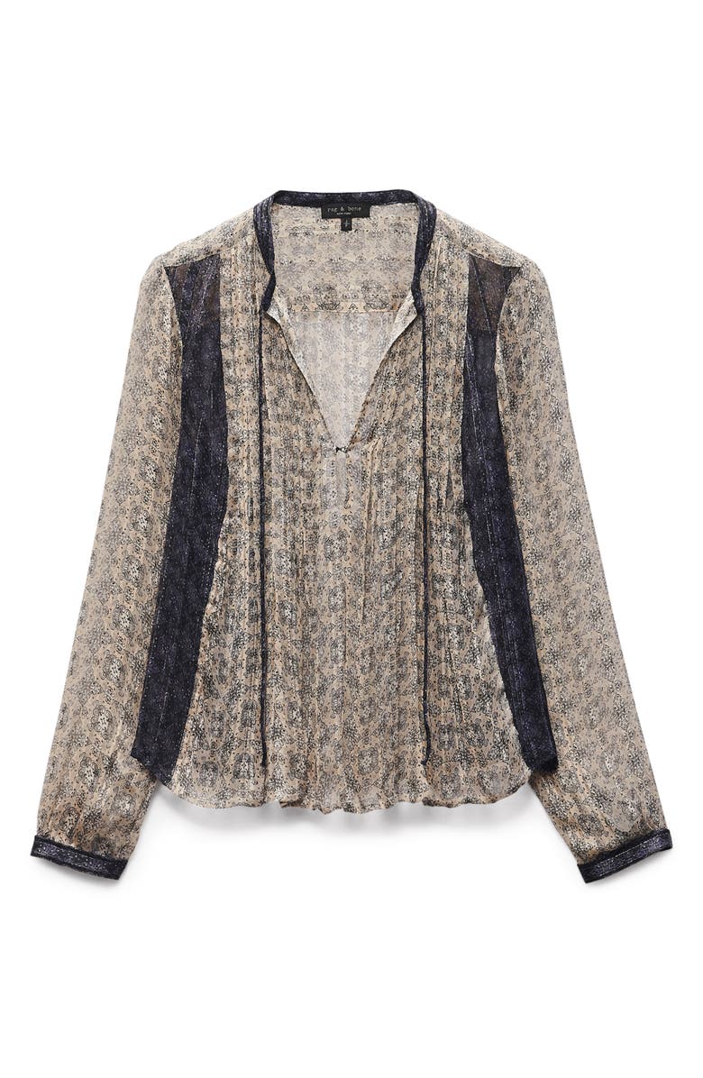 rag & bone Amaris Print Metallic Top, Alternate, color, Beige Multi