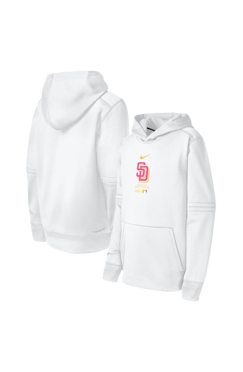 Nike Youth Nike White San Diego Padres City Connect Practice Graphic Performance Pullover Hoodie, Main, color, 