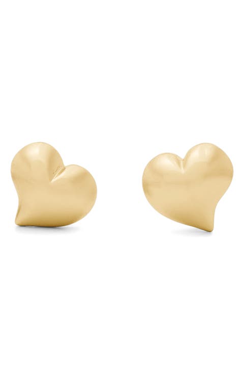 puffy heart stud earrings