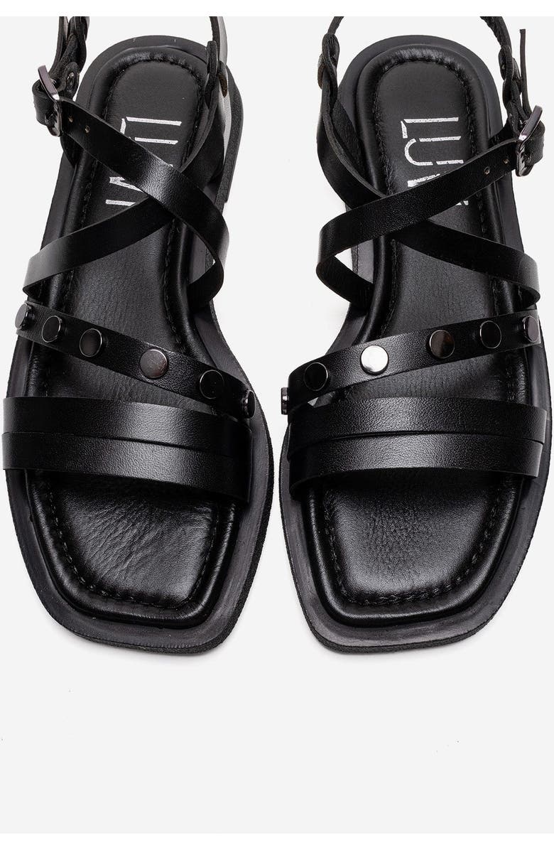 Forever & Always Shoes Poole Leather Multi Strap Sandal, Alternate, color, Black