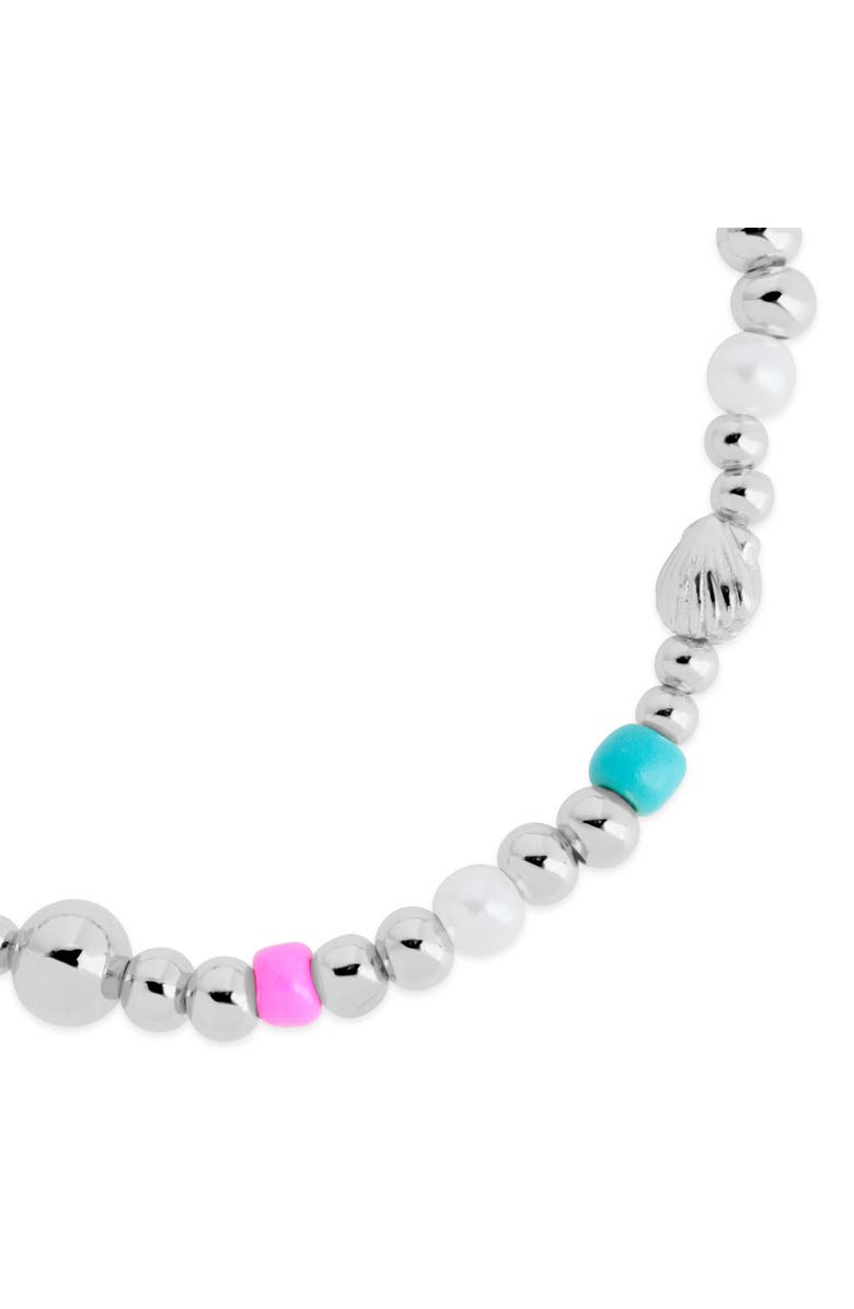 Sterling Forever Truvy Freshwater Pearl & Bead Stretch Bracelet, Alternate, color, Silver