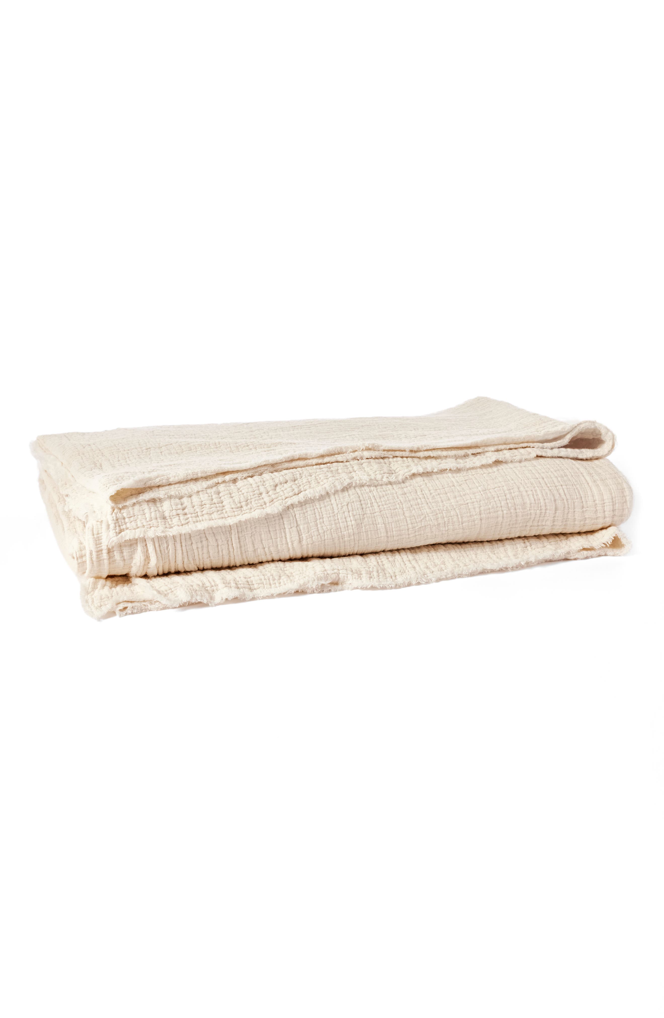 Coyuchi Topanga Organic Cotton Matelassé Bed Blanket in Undyed 