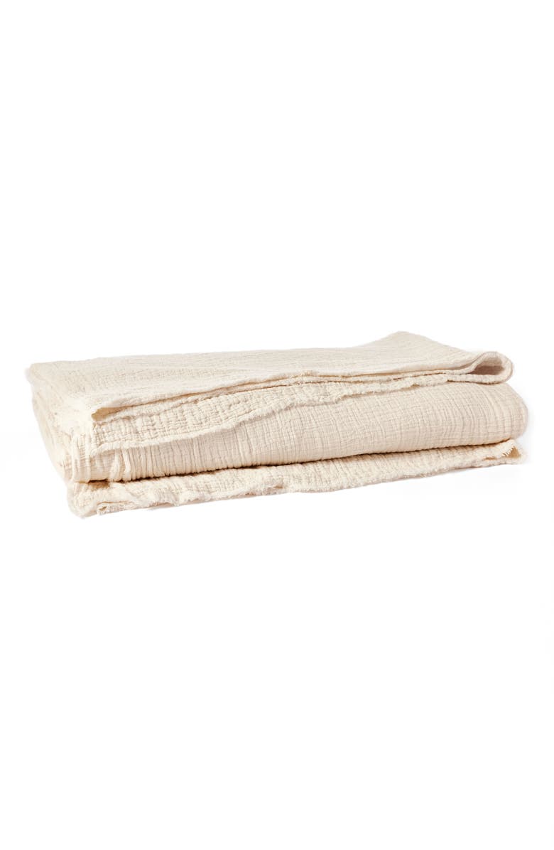 Coyuchi Topanga Organic Cotton Matelassé Bed Blanket, Main, color, Undyed