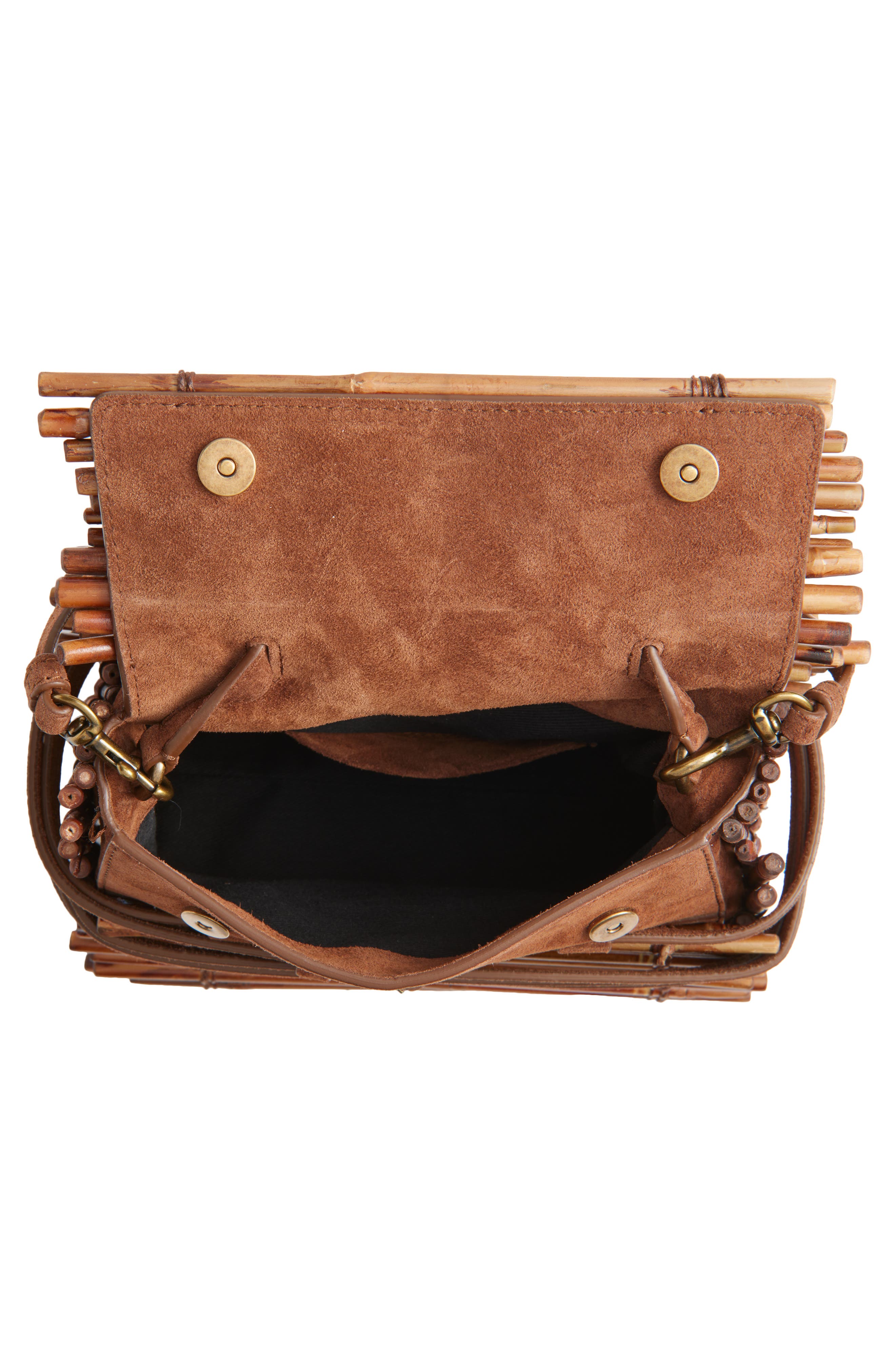 Moschino Tie Me Bamboo Top Handle Bag, Alternate, color, 30A One Color