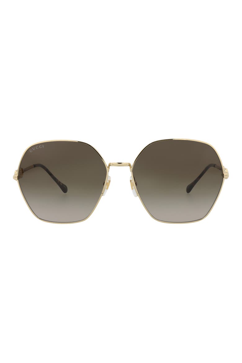 62mm Geometric Sunglasses, Main, color, GOLD GOLD BROWN