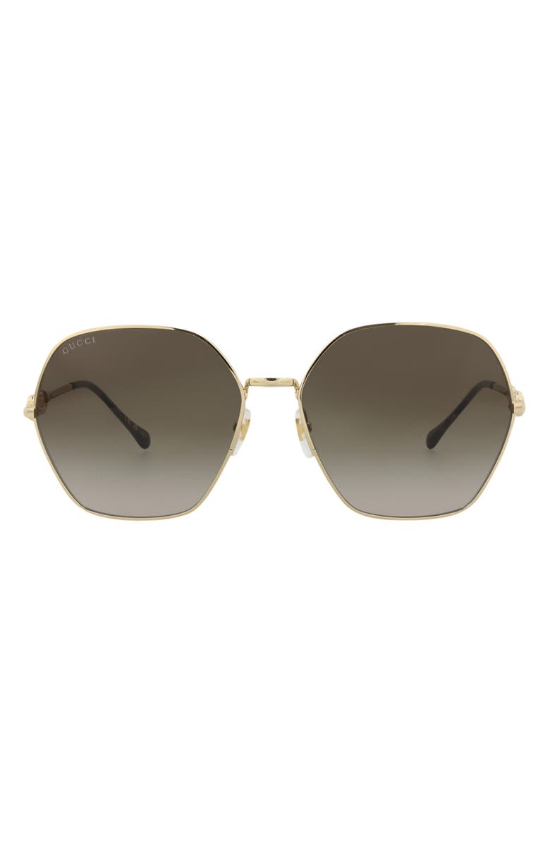 Gucci 62mm Geometric Sunglasses, Main, color, Gold Gold Brown