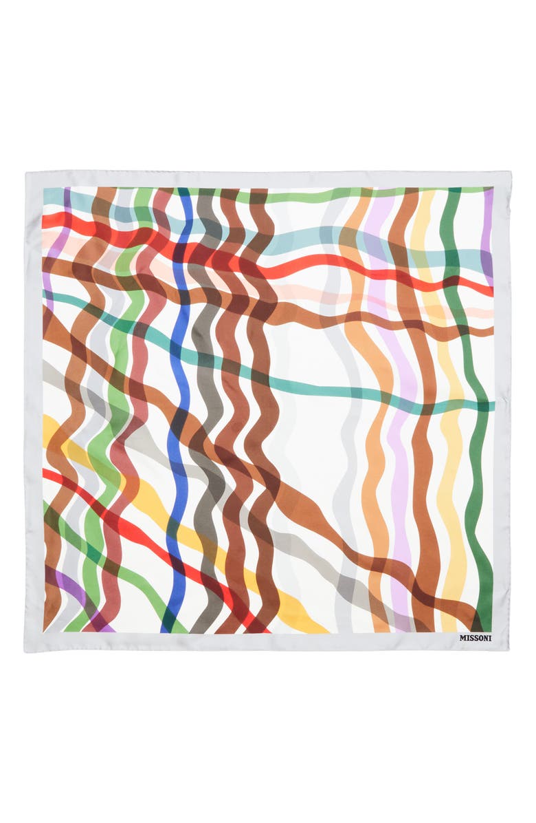 Missoni Zigzag Print Silk Square Scarf, Alternate, color, 0001 White Multi